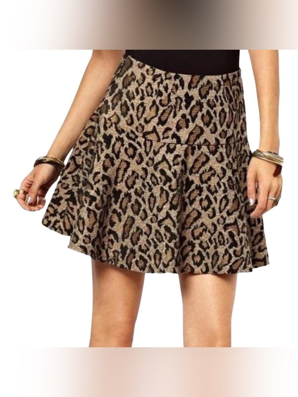 Free People Leopard Print Chenille Mini Skirt | Size 2